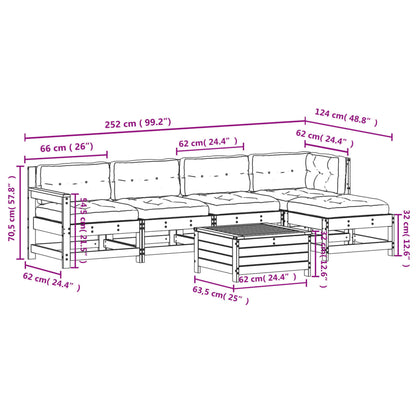 6-Tlg. Garten-Lounge-Set Mit Kissen Imprägniertes Kiefernholz