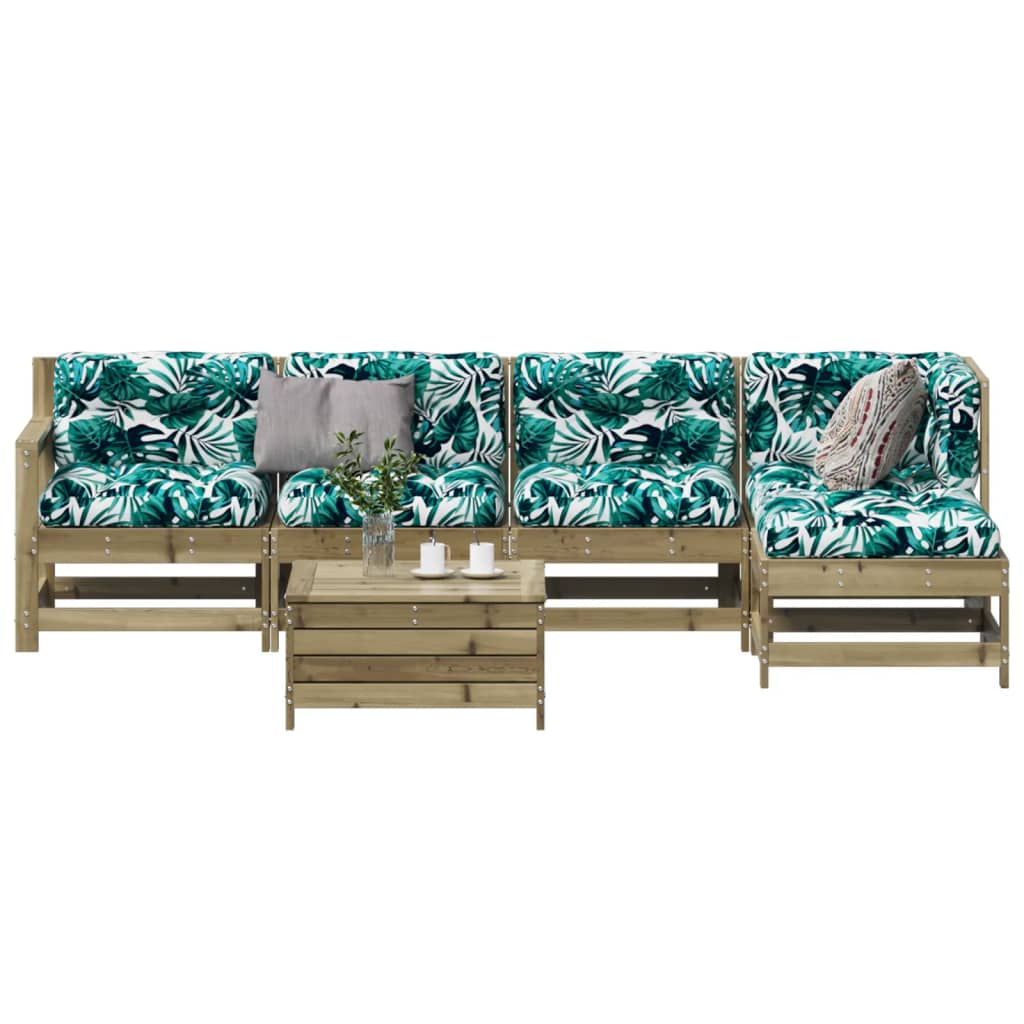 6-Tlg. Garten-Lounge-Set Mit Kissen Imprägniertes Kiefernholz