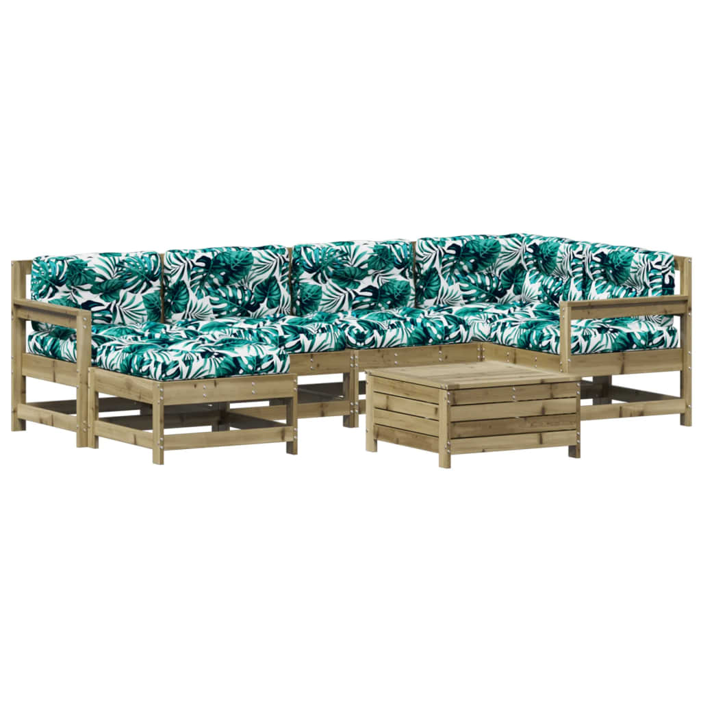 7-Tlg. Garten-Lounge-Set Mit Kissen Imprägniertes Kiefernholz