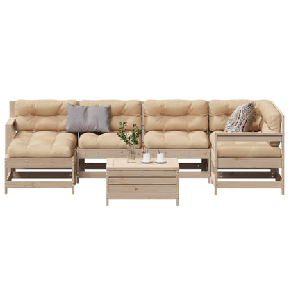 7-Tlg. Garten-Lounge-Set Mit Kissen Weiß Massivholz Kiefer