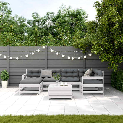 7-Tlg. Garten-Lounge-Set Mit Kissen Weiß Massivholz Kiefer