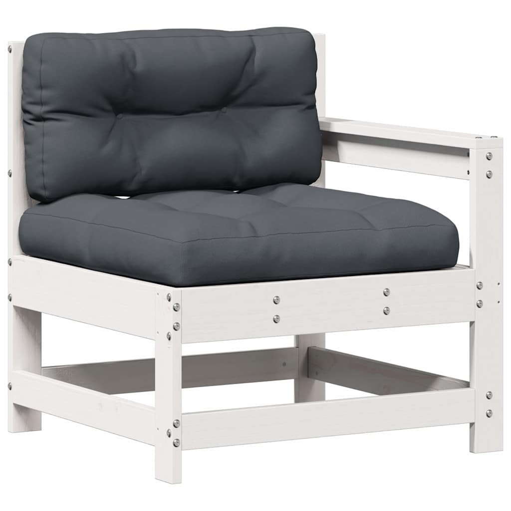 7-Tlg. Garten-Lounge-Set Mit Kissen Weiß Massivholz Kiefer