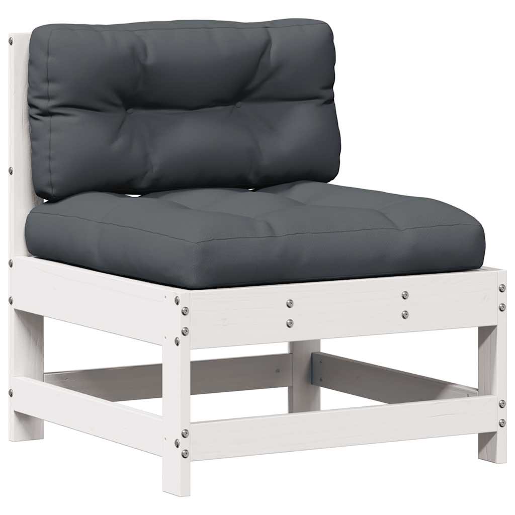7-Tlg. Garten-Lounge-Set Mit Kissen Weiß Massivholz Kiefer