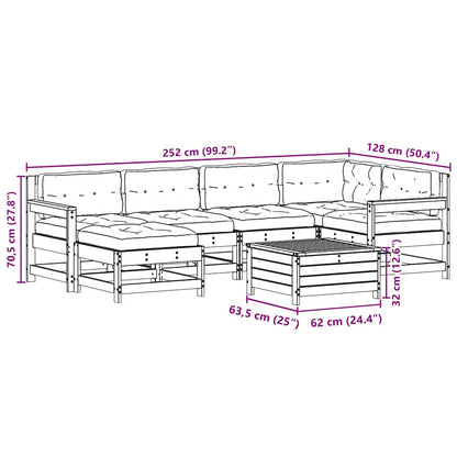 7-Tlg. Garten-Lounge-Set Mit Kissen Weiß Massivholz Kiefer