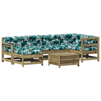 7-Tlg. Garten-Lounge-Set Mit Kissen Imprägniertes Kiefernholz