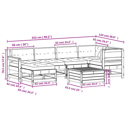 7-Tlg. Garten-Lounge-Set Mit Kissen Imprägniertes Kiefernholz