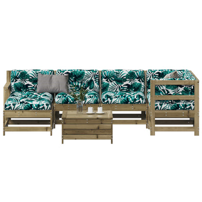 7-Tlg. Garten-Lounge-Set Mit Kissen Imprägniertes Kiefernholz