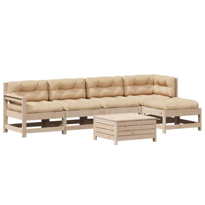 6-Tlg. Garten-Lounge-Set Mit Kissen Massivholz Kiefer