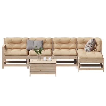 6-Tlg. Garten-Lounge-Set Mit Kissen Massivholz Kiefer