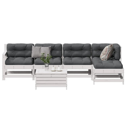6-Tlg. Garten-Lounge-Set Mit Kissen Massivholz Kiefer