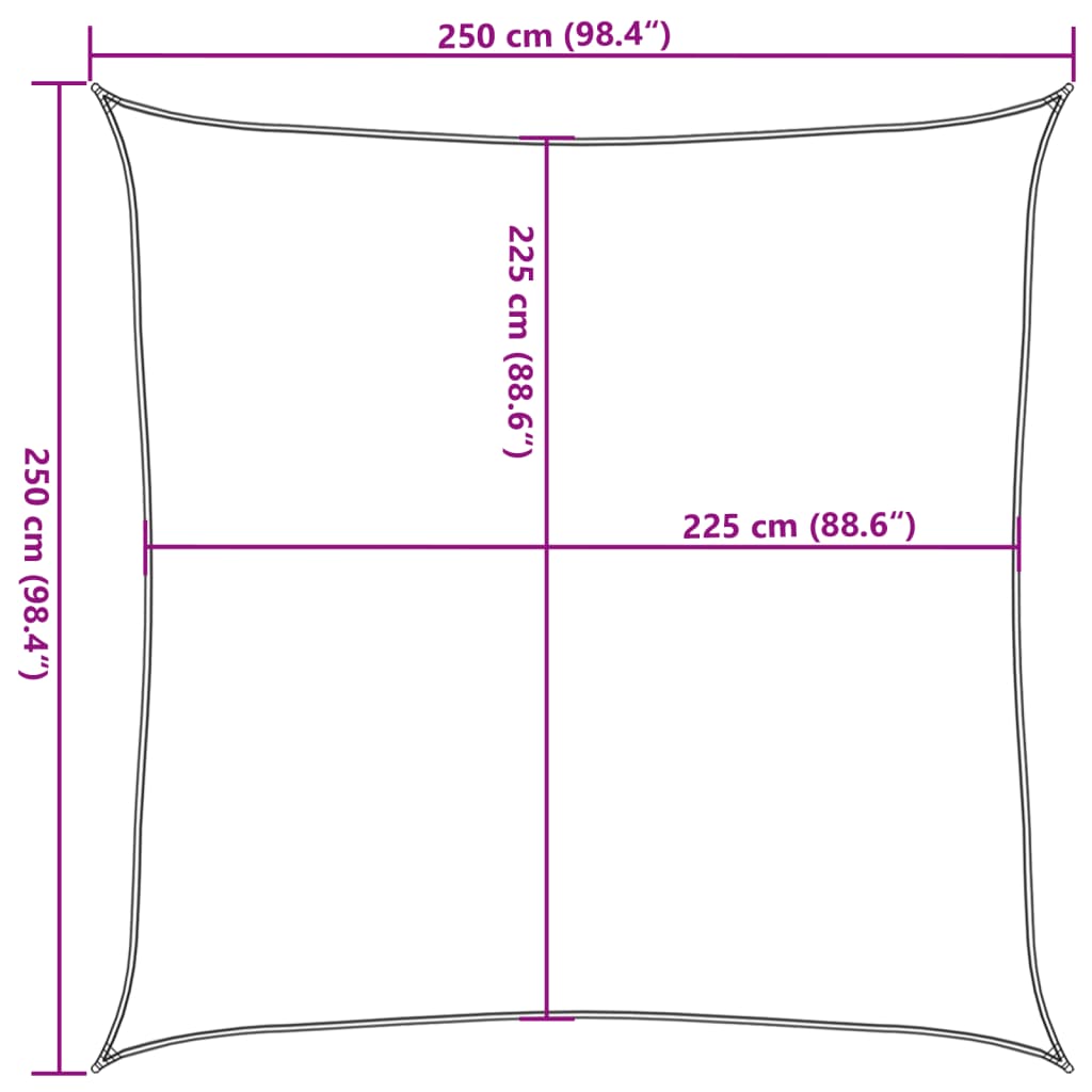 Sonnensegel 160 G/M² Quadratisch 2,5X2,5 M Hdpe Hellgrau