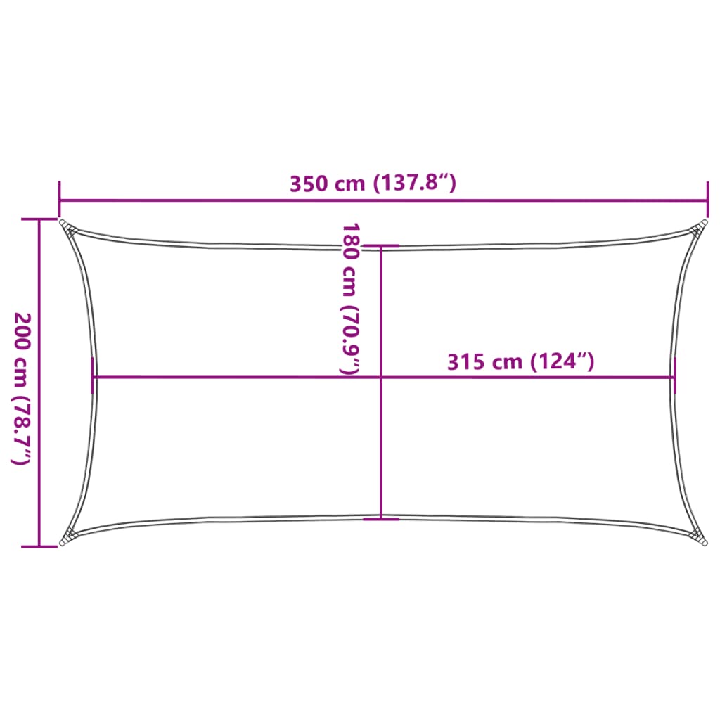 Sonnensegel 160 G/M² Rechteckig 2X3,5 M Hdpe Hellgrau
