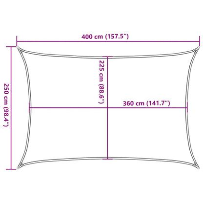 Sonnensegel 160 G/M² Rechteckig 2,5X4 M Hdpe Hellgrau