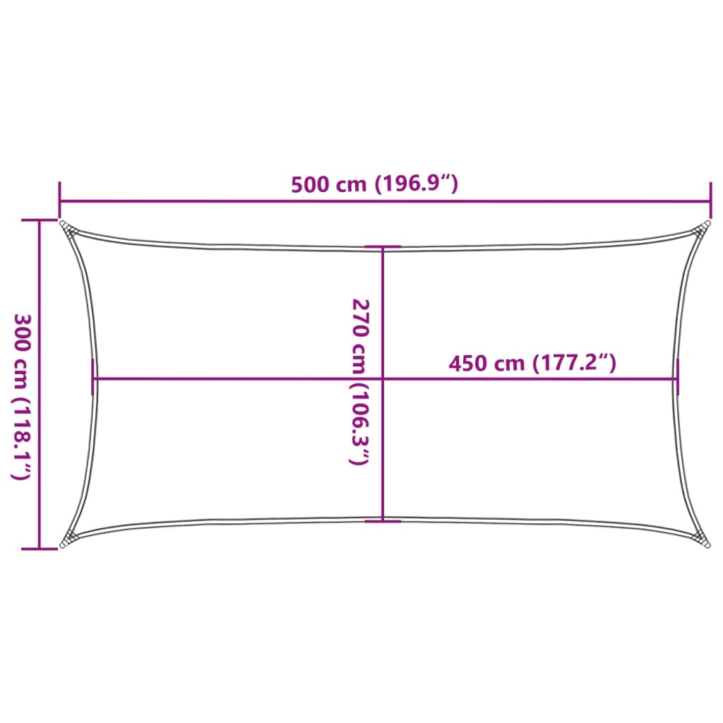 Sonnensegel 160 G/M² Rechteckig 3X5 M Hdpe Hellgrau