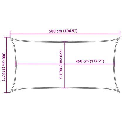 Sonnensegel 160 G/M² Rechteckig 3X5 M Hdpe Hellgrau