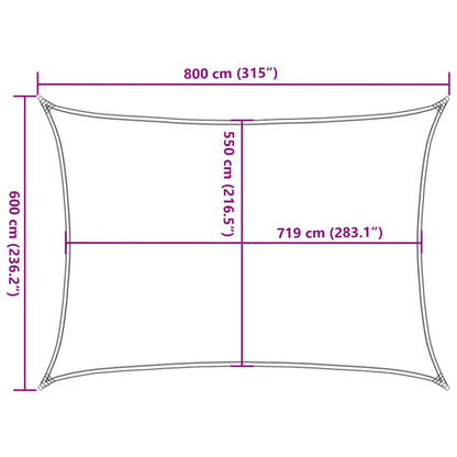 Sonnensegel 160 G/M² Rechteckig 6X8 M Hdpe Hellgrau