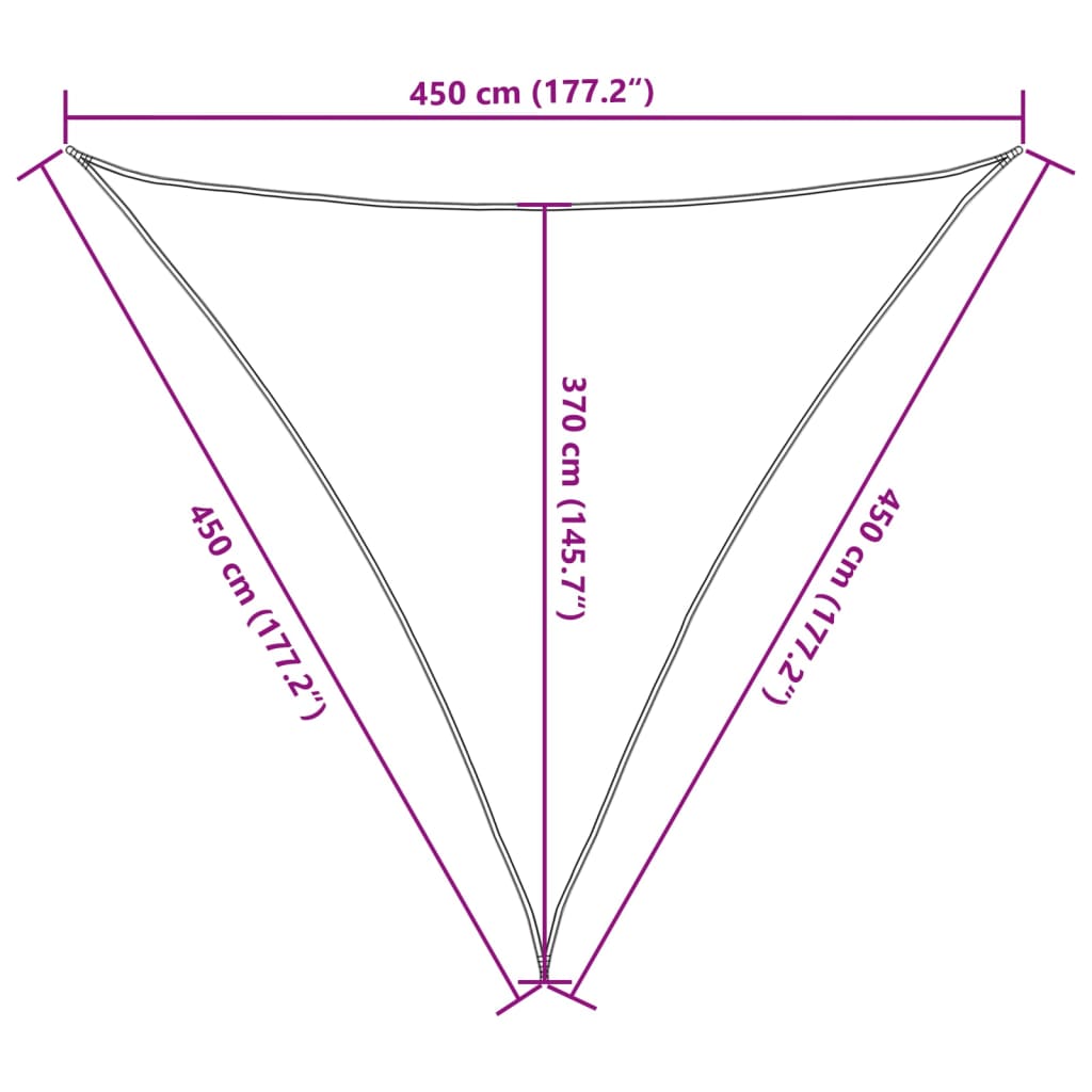 Sonnensegel 160 G/M² Dreieckig 4,5X4,5X4,5 M Hdpe Hellgrau