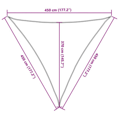 Sonnensegel 160 G/M² Dreieckig 4,5X4,5X4,5 M Hdpe Hellgrau