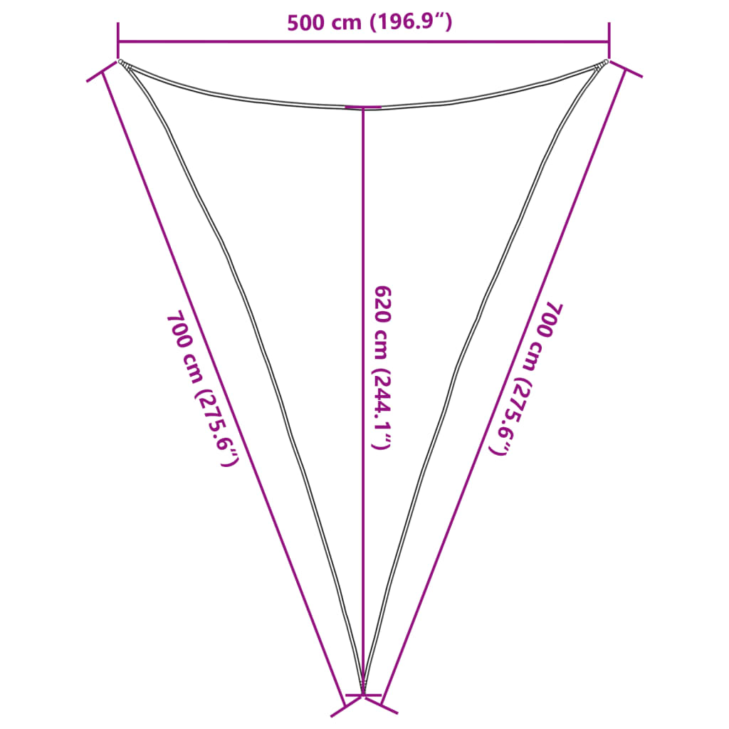 Sonnensegel 160 G/M² Dreieckig 5X7X7 M Hdpe Hellgrau