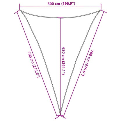 Sonnensegel 160 G/M² Dreieckig 5X7X7 M Hdpe Hellgrau