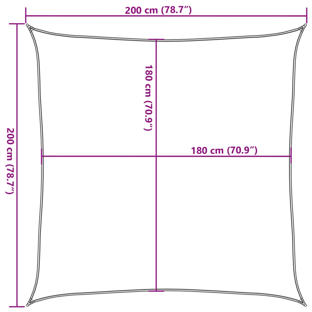 Sonnensegel 160 G/M² Quadratisch 2X2 M Hdpe Sandfarbe