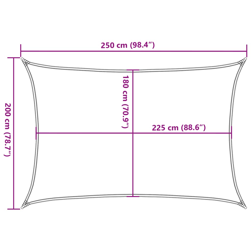 Sonnensegel 160 G/M² Rechteckig N 2X2,5 M Hdpe Sandfarbe