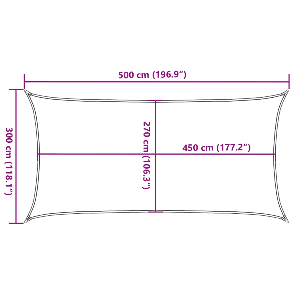 Sonnensegel 160 G/M² Rechteckig N 3X5 M Hdpe Sandfarbe