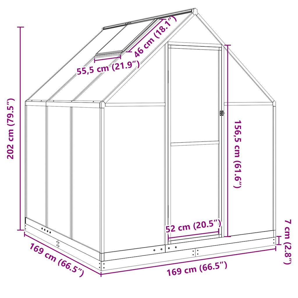 Gewächshaus Mit Fundamentrahmen N 169X169X202 Aluminimum