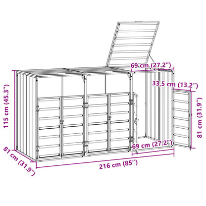 Mülltonnenbox Für 3 Tonnen 216X81X115 Cm Stahl