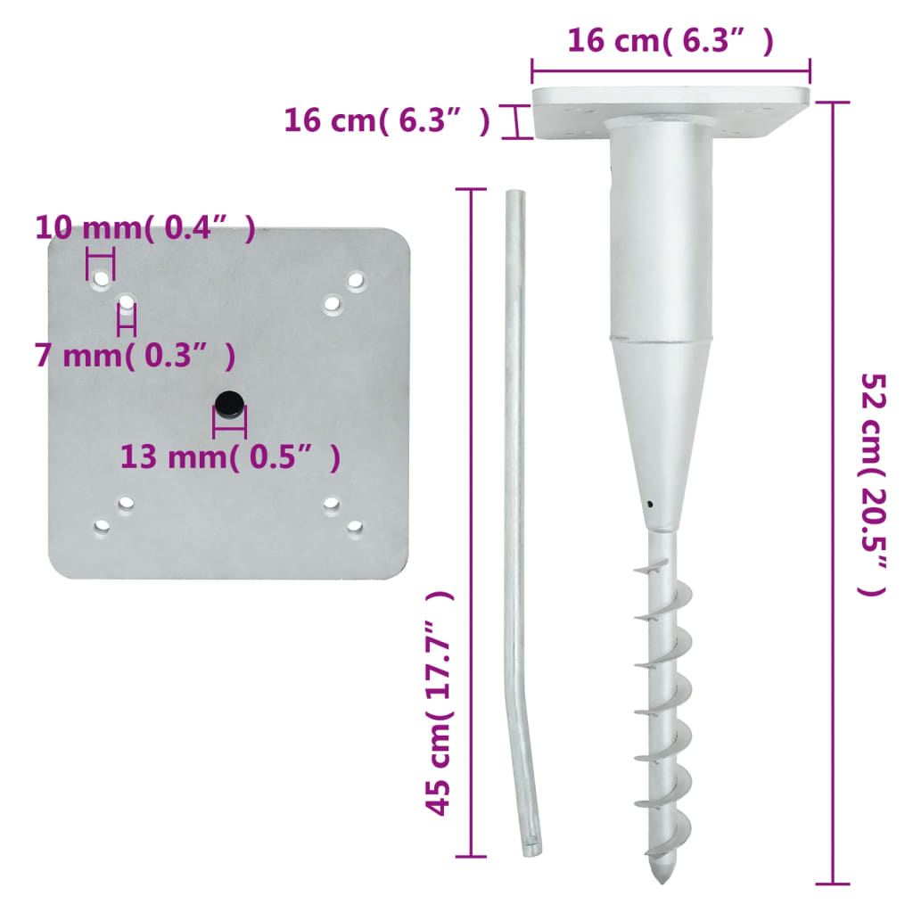 Bodenhülse Für Sonnenschirm Mit Stange 16X16X52 Cm Stahl