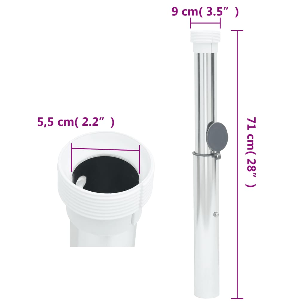 Bodenhülse Für Sonnenschirm Mit 40-50 Mm Mast Silbern Aluminum Creme