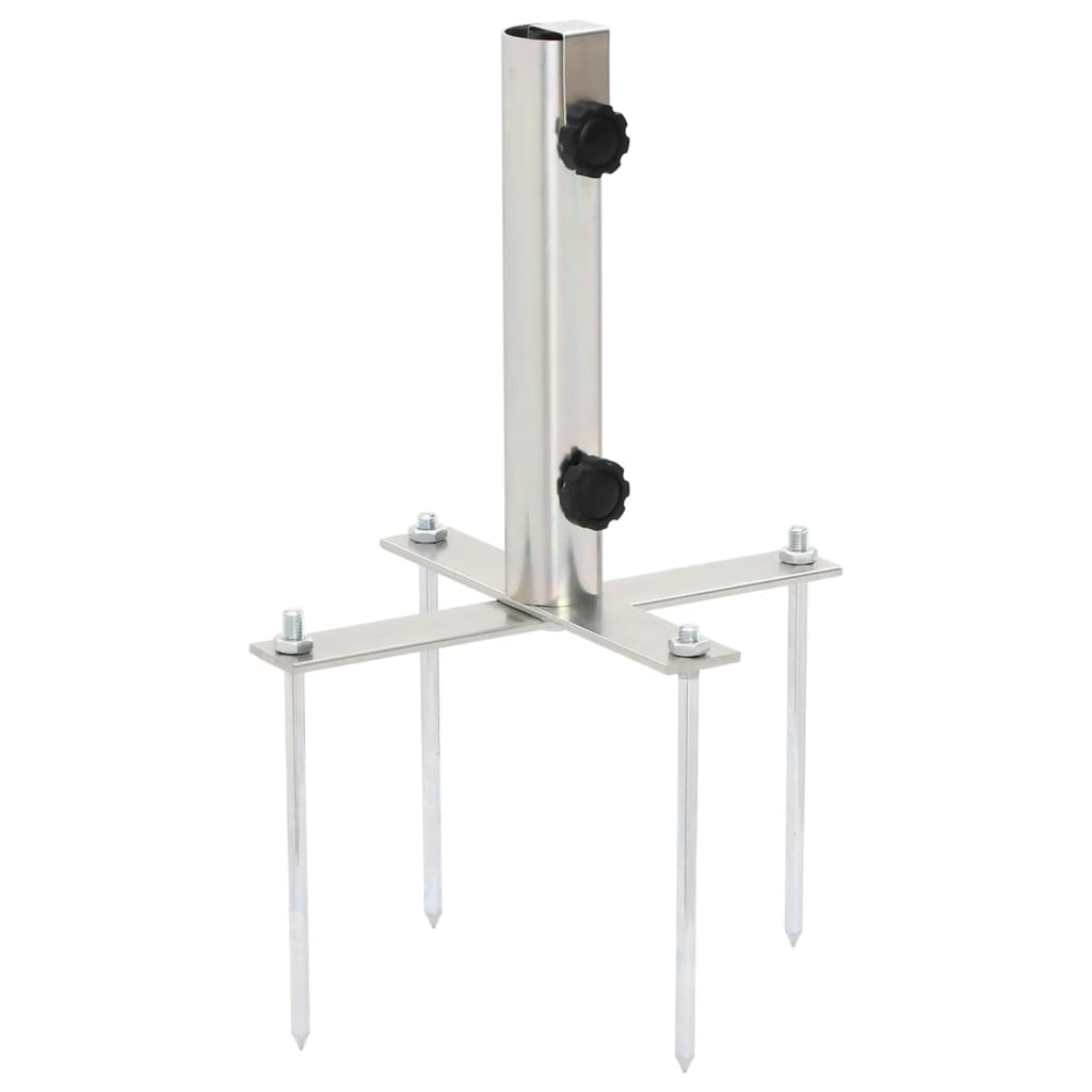 Sonnenschirmständer Mit Erdspießen Für Ø32-38 Mm Silbern Stahl