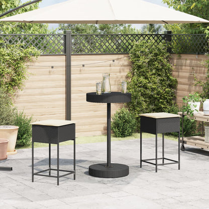 3-Tlg. Gartenbar-Set Mit Kissen Poly Rattan