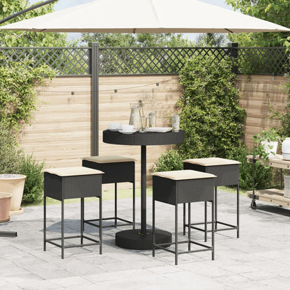 5-Tlg. Gartenbar-Set Mit Kissen Poly Rattan