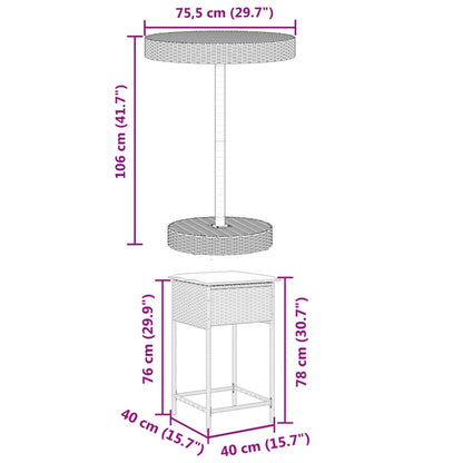 5-Tlg. Gartenbar-Set Mit Kissen Poly Rattan