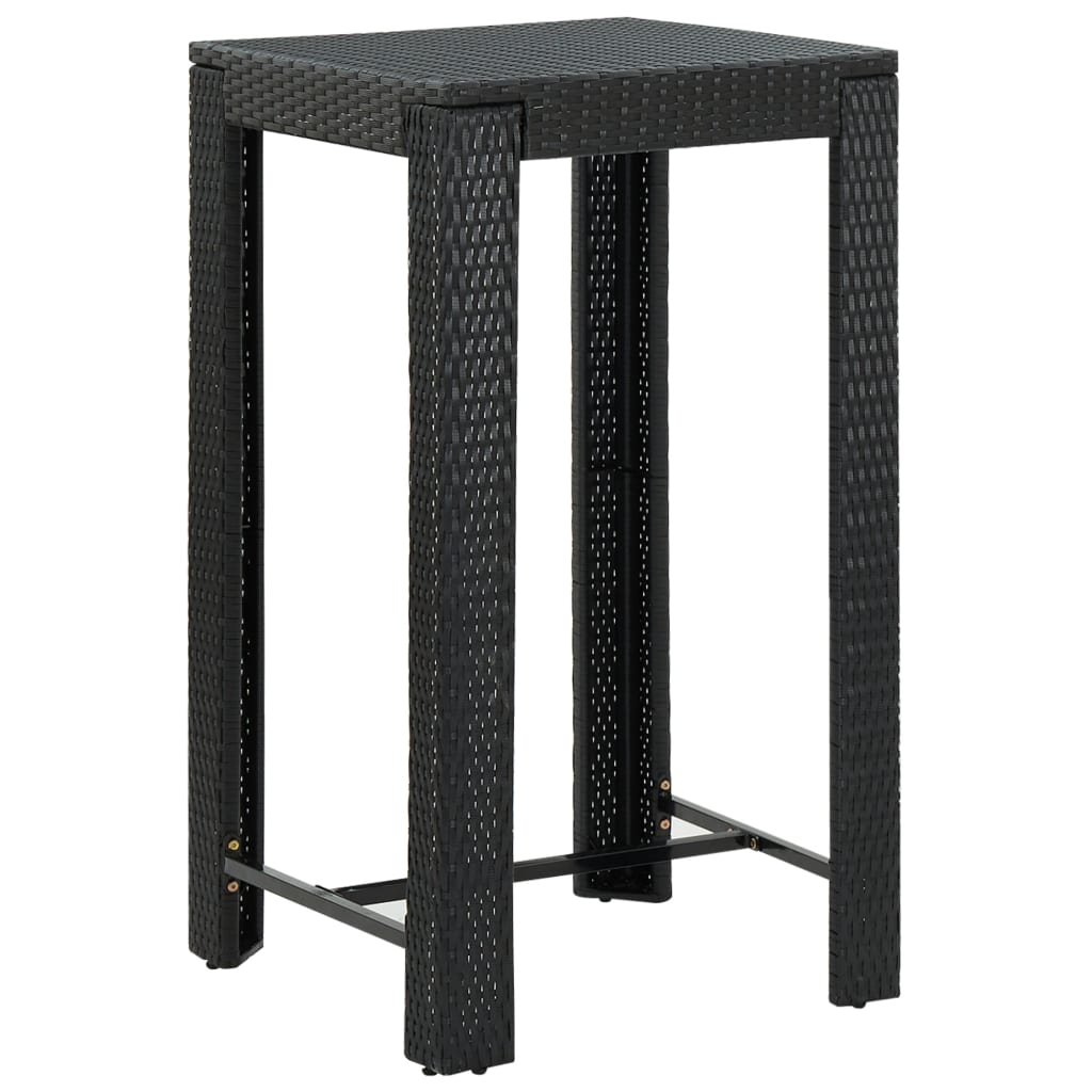 3-Tlg. Gartenbar-Set Mit Kissen Poly Rattan