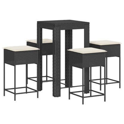5-Tlg. Gartenbar-Set Mit Kissen Poly Rattan