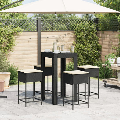 5-Tlg. Gartenbar-Set Mit Kissen Poly Rattan