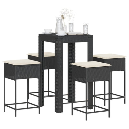 5-Tlg. Gartenbar-Set Mit Kissen Poly Rattan
