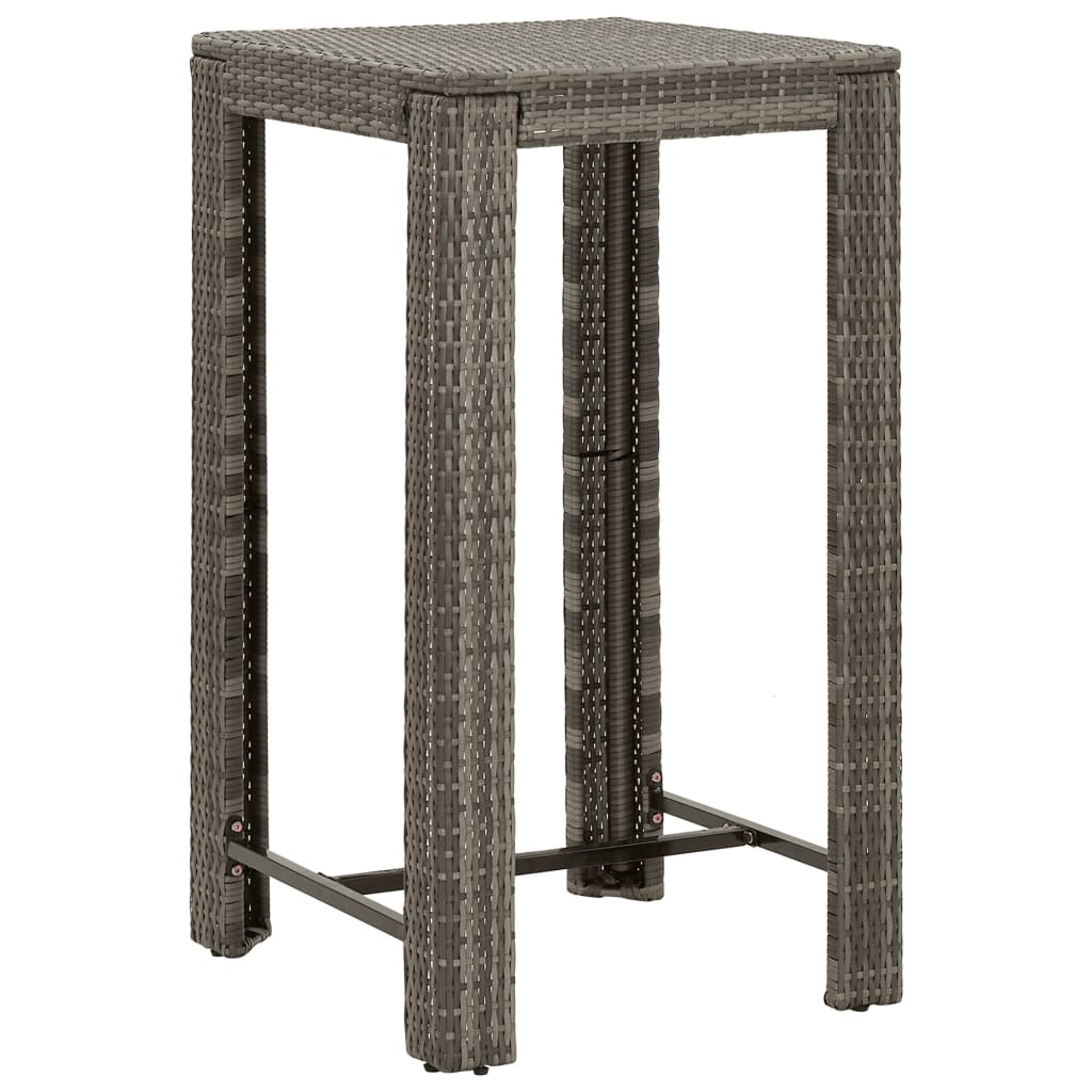 3-Tlg. Gartenbar-Set Mit Kissen Poly Rattan