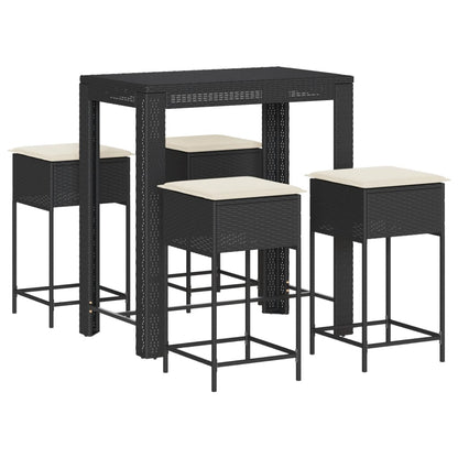 5-Tlg. Gartenbar-Set Mit Kissen Poly Rattan