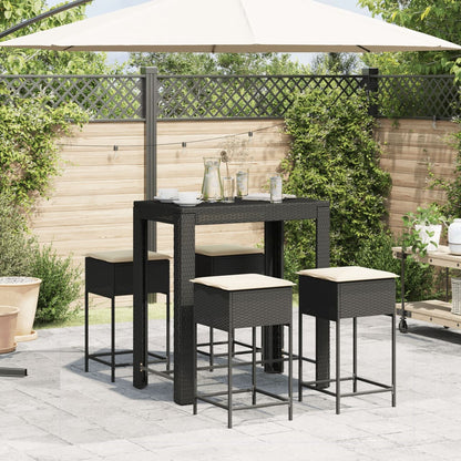 5-Tlg. Gartenbar-Set Mit Kissen Poly Rattan