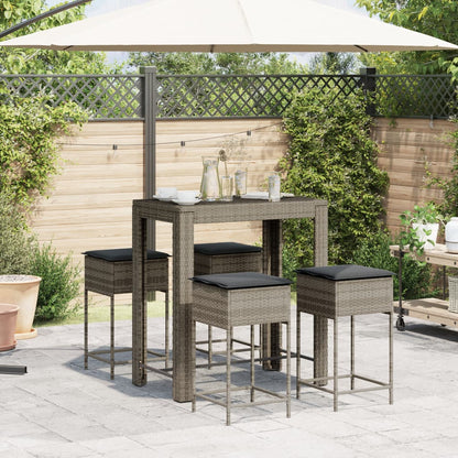 5-Tlg. Gartenbar-Set Mit Kissen Poly Rattan