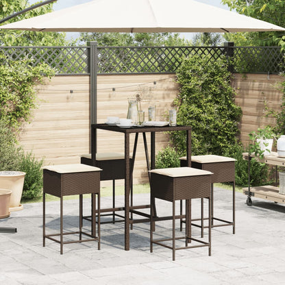 5-Tlg. Gartenbar-Set Mit Kissen Poly Rattan