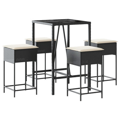5-Tlg. Gartenbar-Set Mit Kissen Poly Rattan