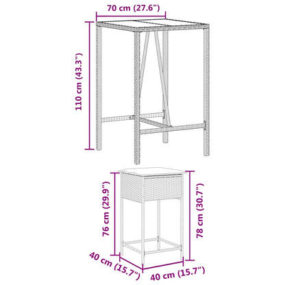 5-Tlg. Gartenbar-Set Mit Kissen Poly Rattan
