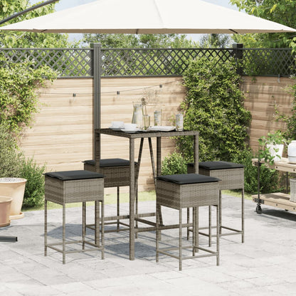 5-Tlg. Gartenbar-Set Mit Kissen Poly Rattan