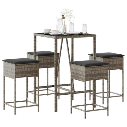 5-Tlg. Gartenbar-Set Mit Kissen Poly Rattan