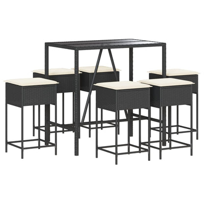 7-Tlg. Gartenbar-Set Mit Kissen Poly Rattan