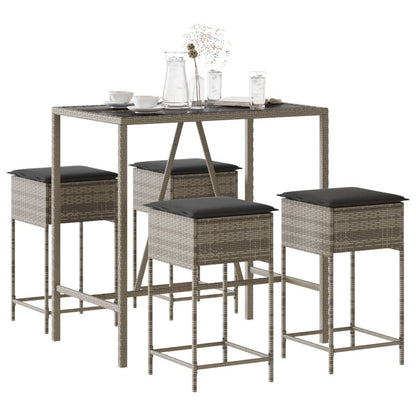 5-Tlg. Gartenbar-Set Mit Kissen Poly Rattan